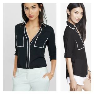 Express Portofino shirt Black w/White Trim - Small